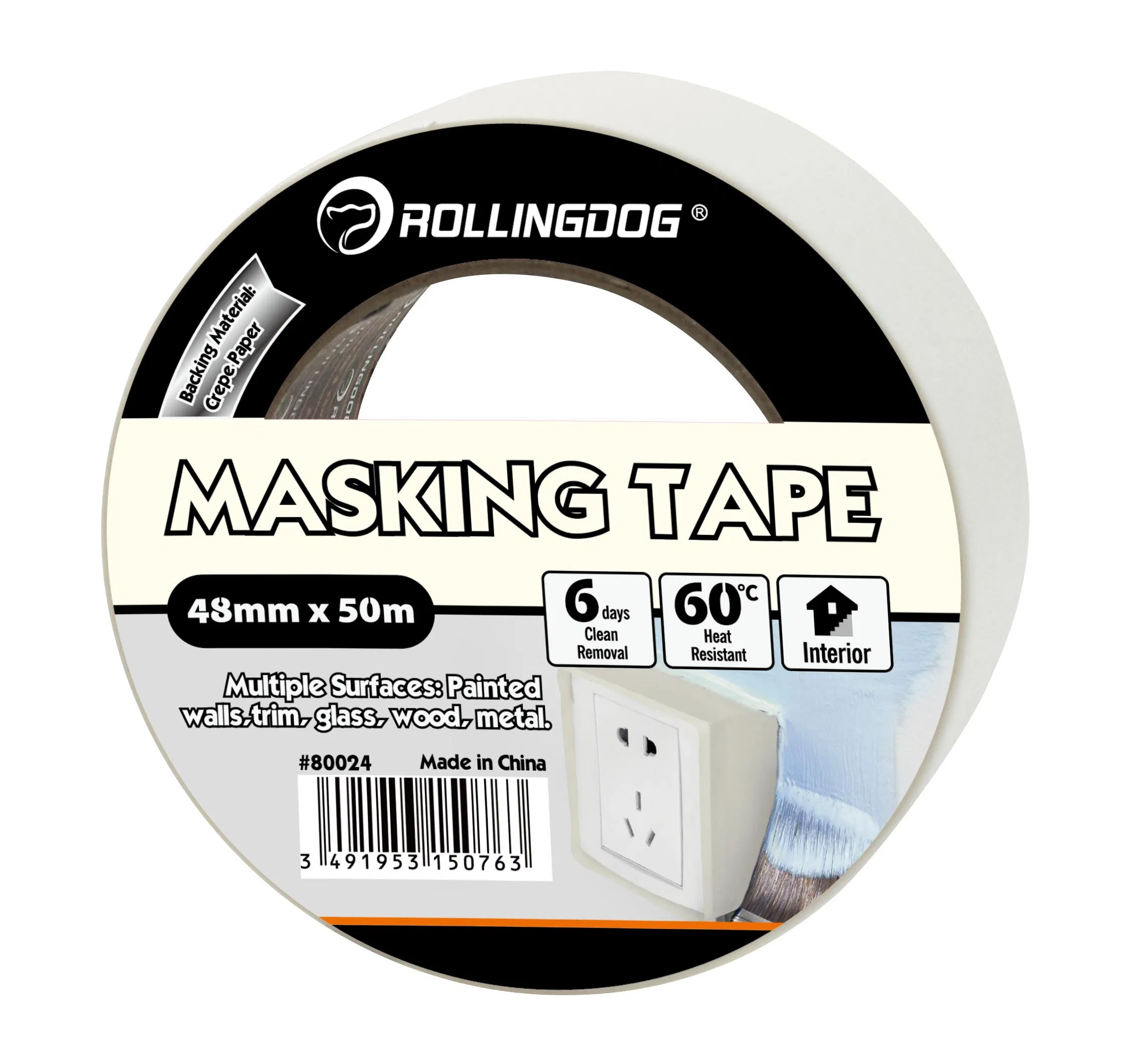 Rolingdog-Standard 80024 48mm Masking Tape 6 Days Clean Removal