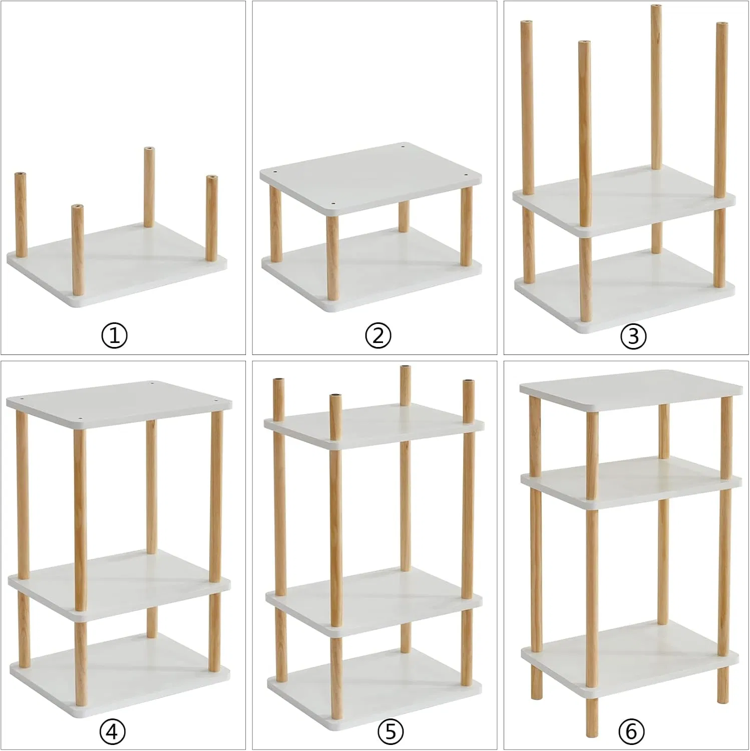 Bamboo Household Modern Simple, Bedroom, Living Room, Three-Story White Desktop, Bamboo Shelving
