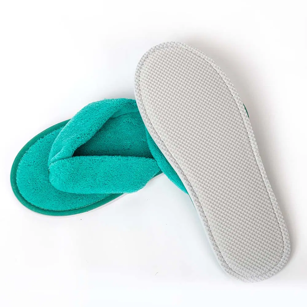 Cost Effective One-Time Anti-Slip Washable Flip Flops in Green/White/Gray/Canary/Pink/Purple with Coral Velvet Fabric for Women and Man in The Hotel/Airline