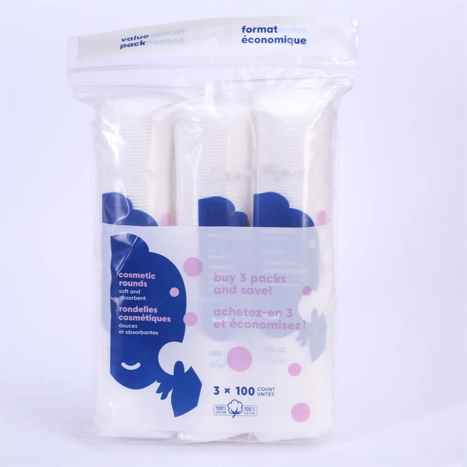 High Quality Soft Cotton Pads Disposable Makeup Remover Cotton Pads with Custom Logo