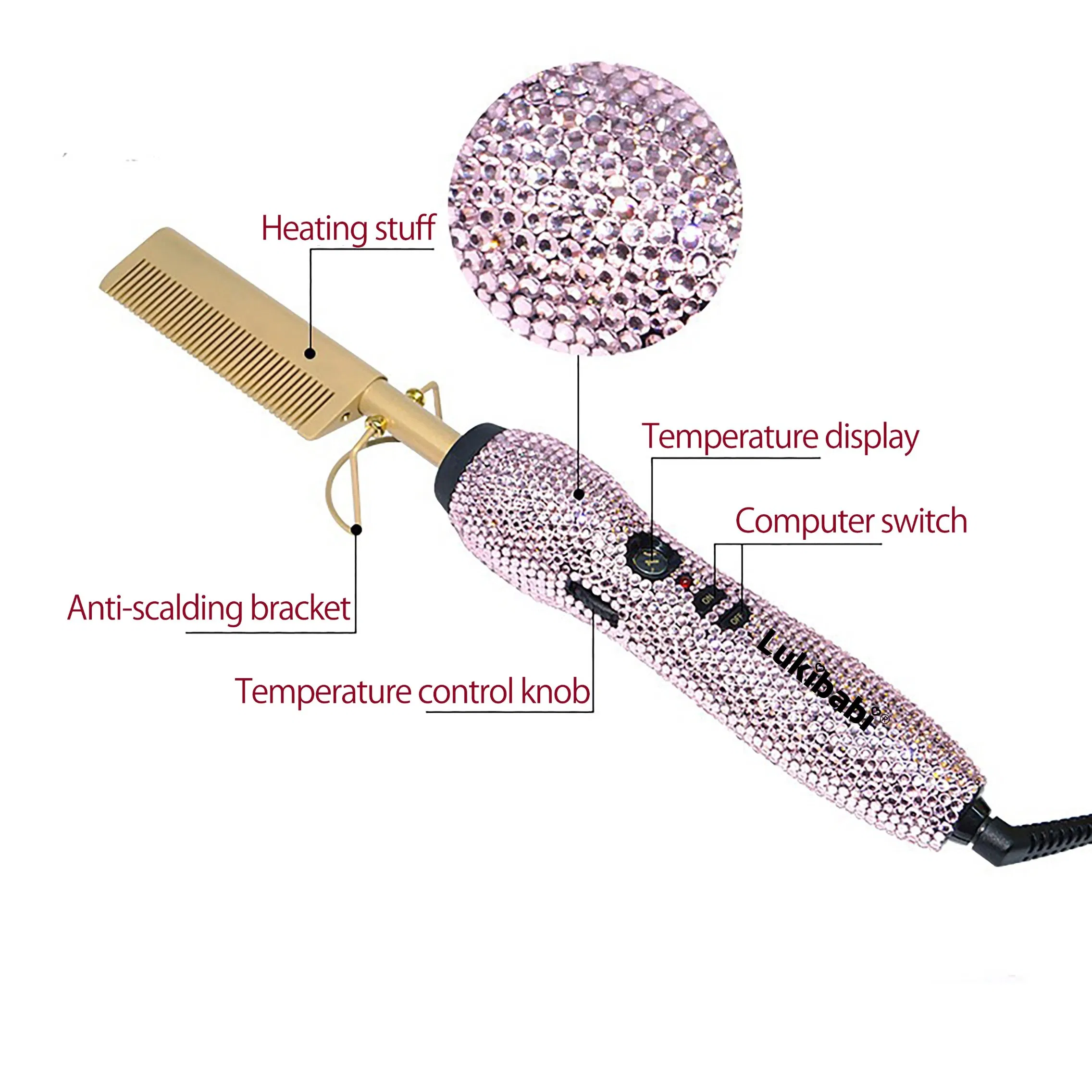 Custom Hair Electric Hot Air Comb 2 in 1 Multifunctional Black Hot Comb Vendor