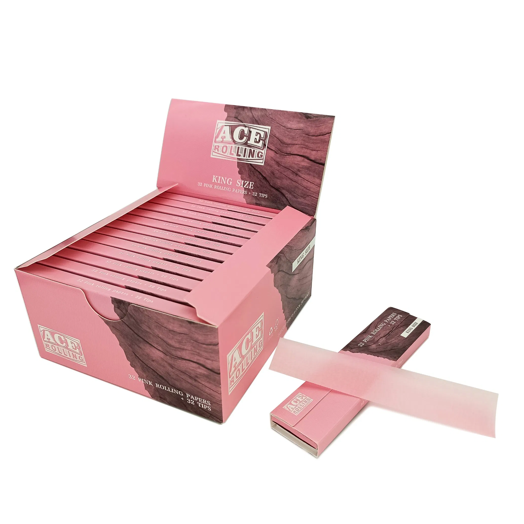 Certified Recreational Use 14G Wood Pulp Kingsize Smoking Joint Paper with Tips