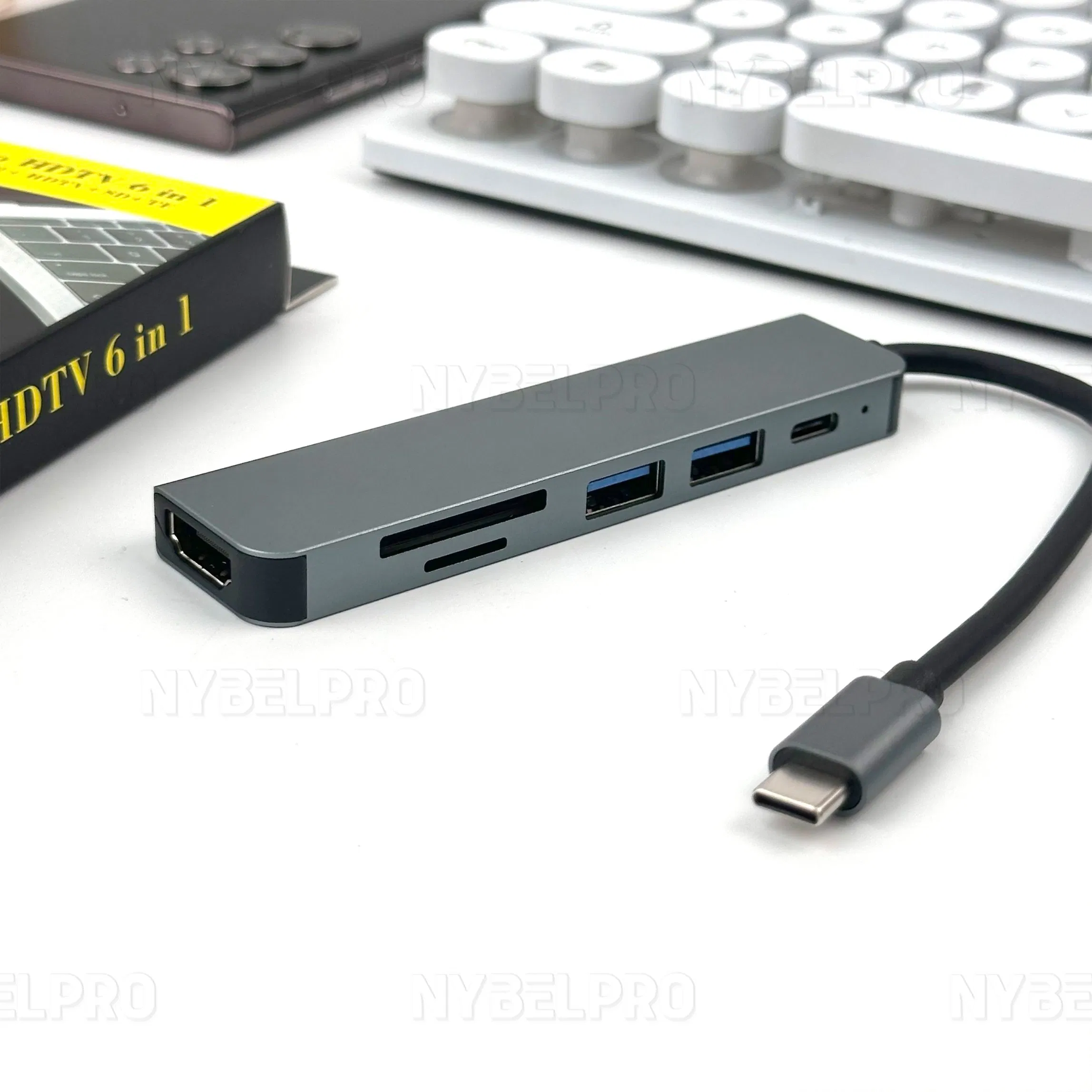 Док-станция 6 в 1 USB-C с быстрой зарядкой