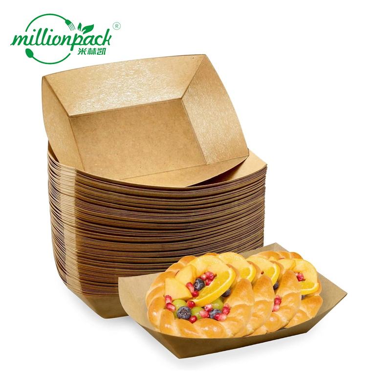 Brown Paper Party Tray for Picnics and Events Light Durable Eco Safe Packaging