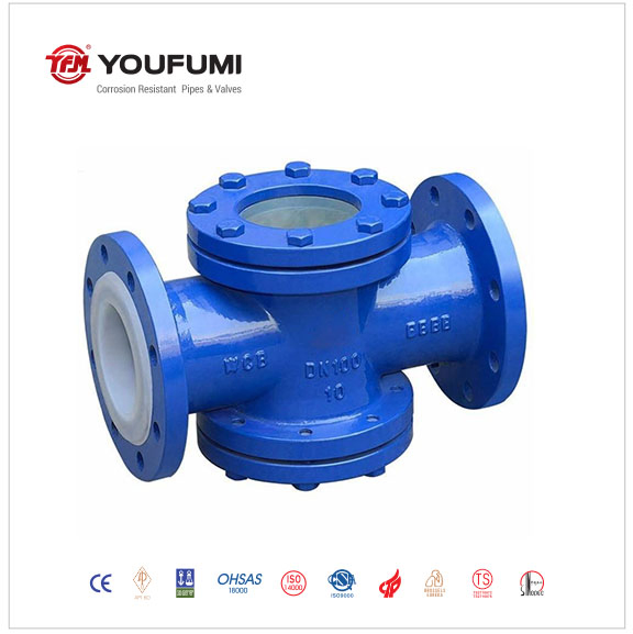 Straight Way PTFE Lined Sight Glass for Chemical Pipeline