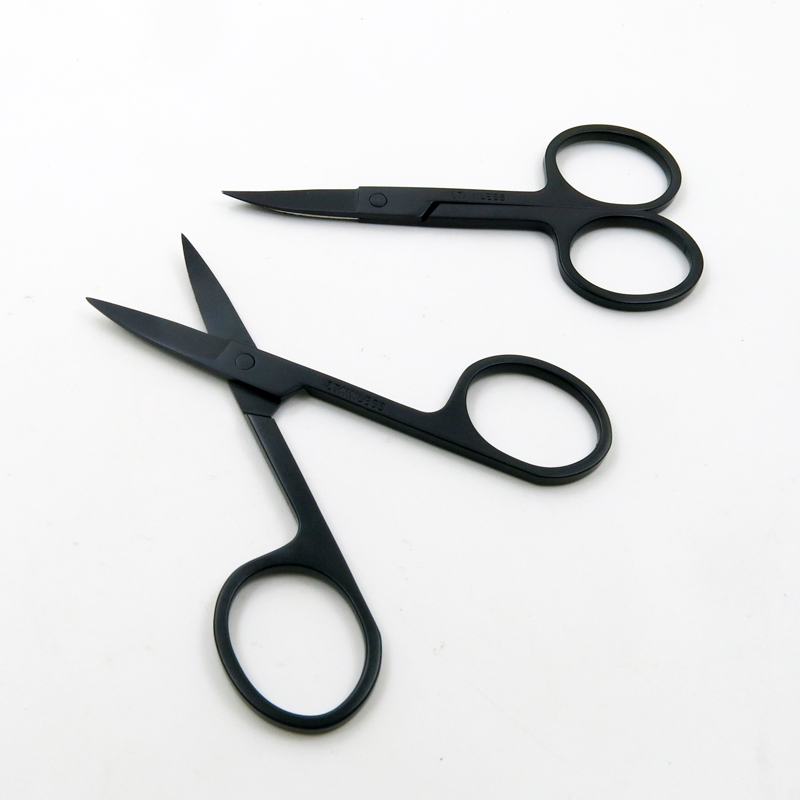 Black Color with Stainless Steel Sharp Beauty Makeup Scissors for Eyebrow Hair Facial Trimming Tweezers