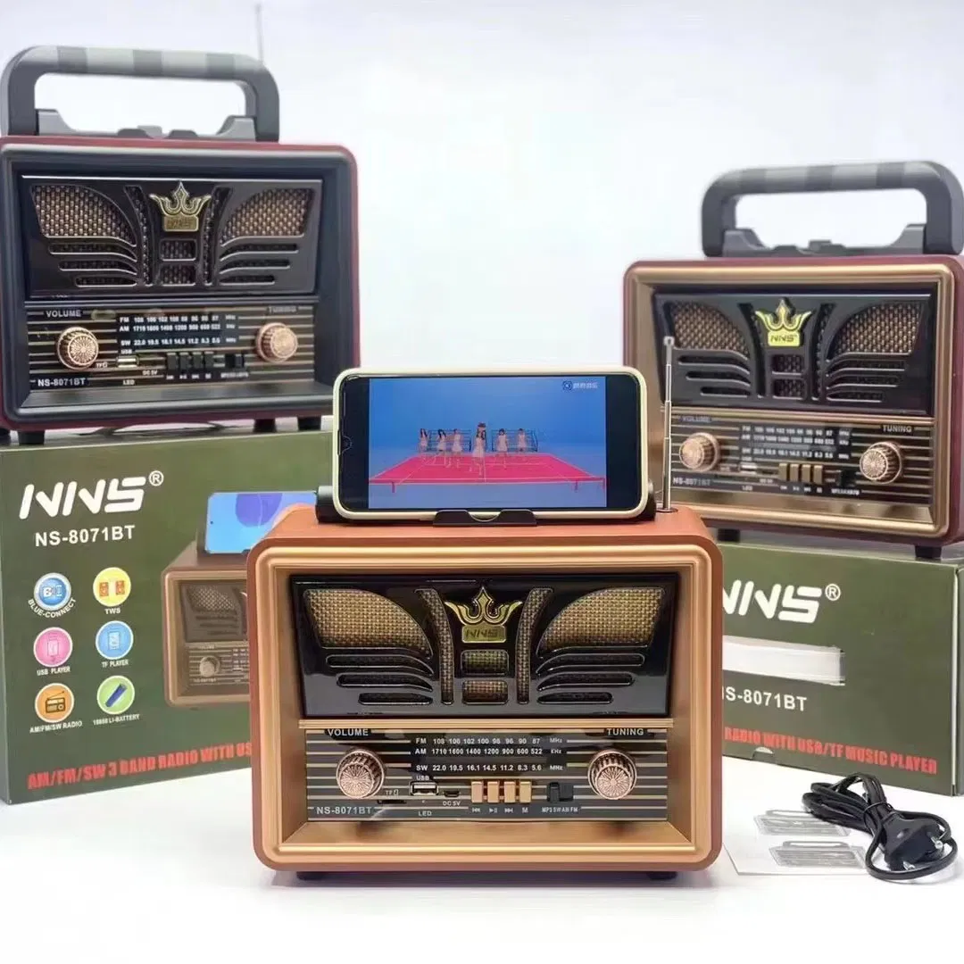 Ретро радио NS-8071BT с Bluetooth, деревянный корпус