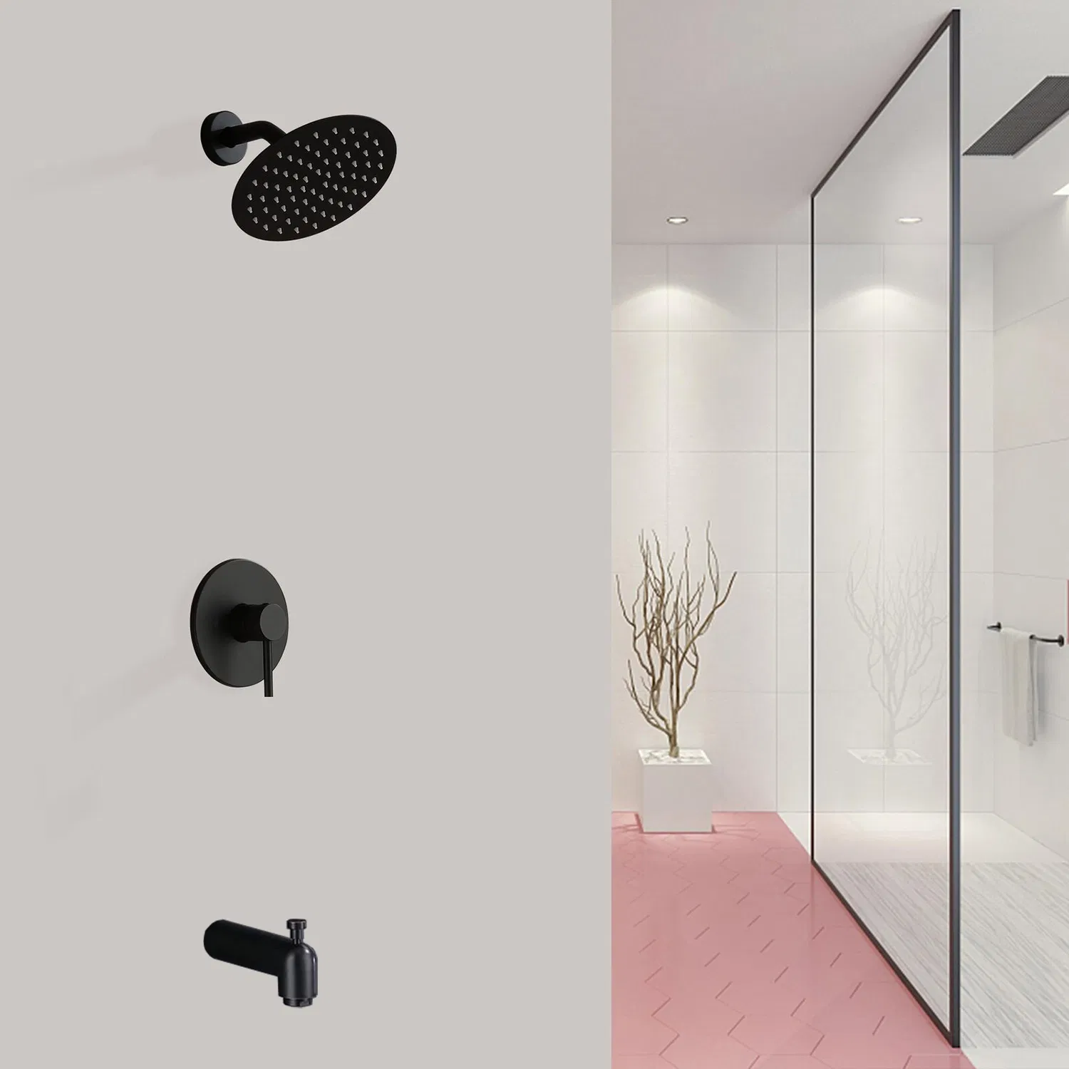 Single Handle 304 Stainless Steel Pressure Balance System Bathroom Shower Faucet with Solid Brass Rough-in Valve