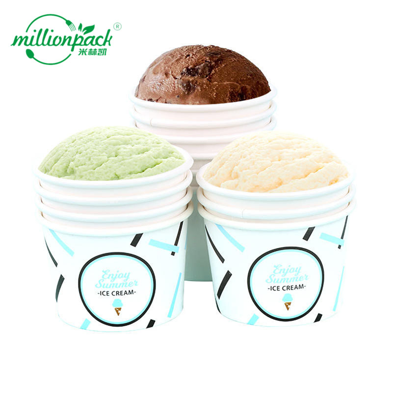 4oz 8oz Patterned Embossed Paper Ice Cream Bowl for Catering