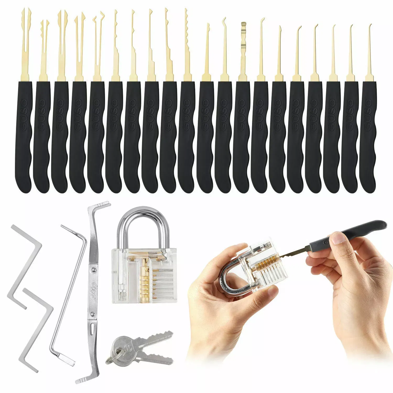 Wholesale 30PCS One Transparent Padlock Card Locksmith Tool Lock Pick Set