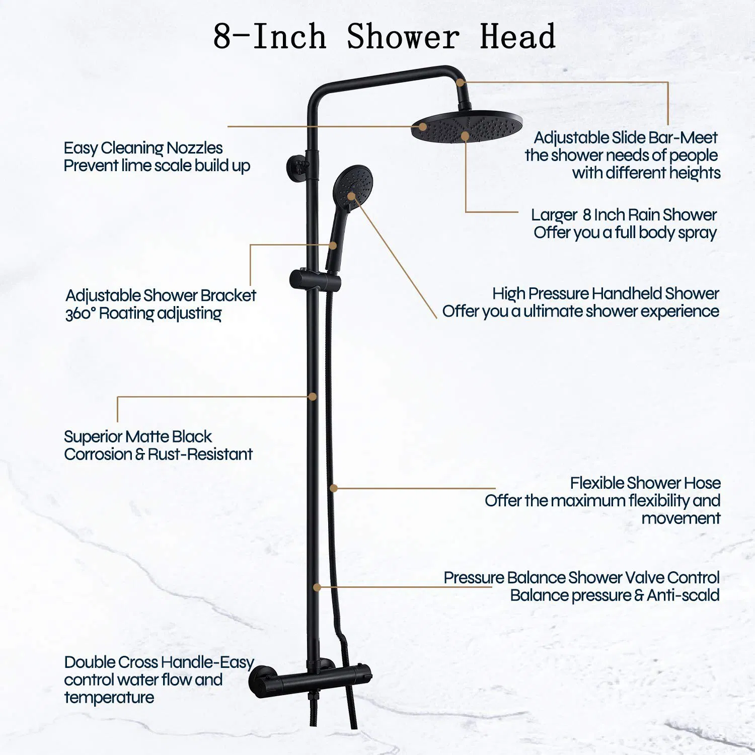Quality Constant Temperature Brass Bathroom Shower Head 2-Function Shower Mixer Shower Set Hot&Cold Mixer Faucet