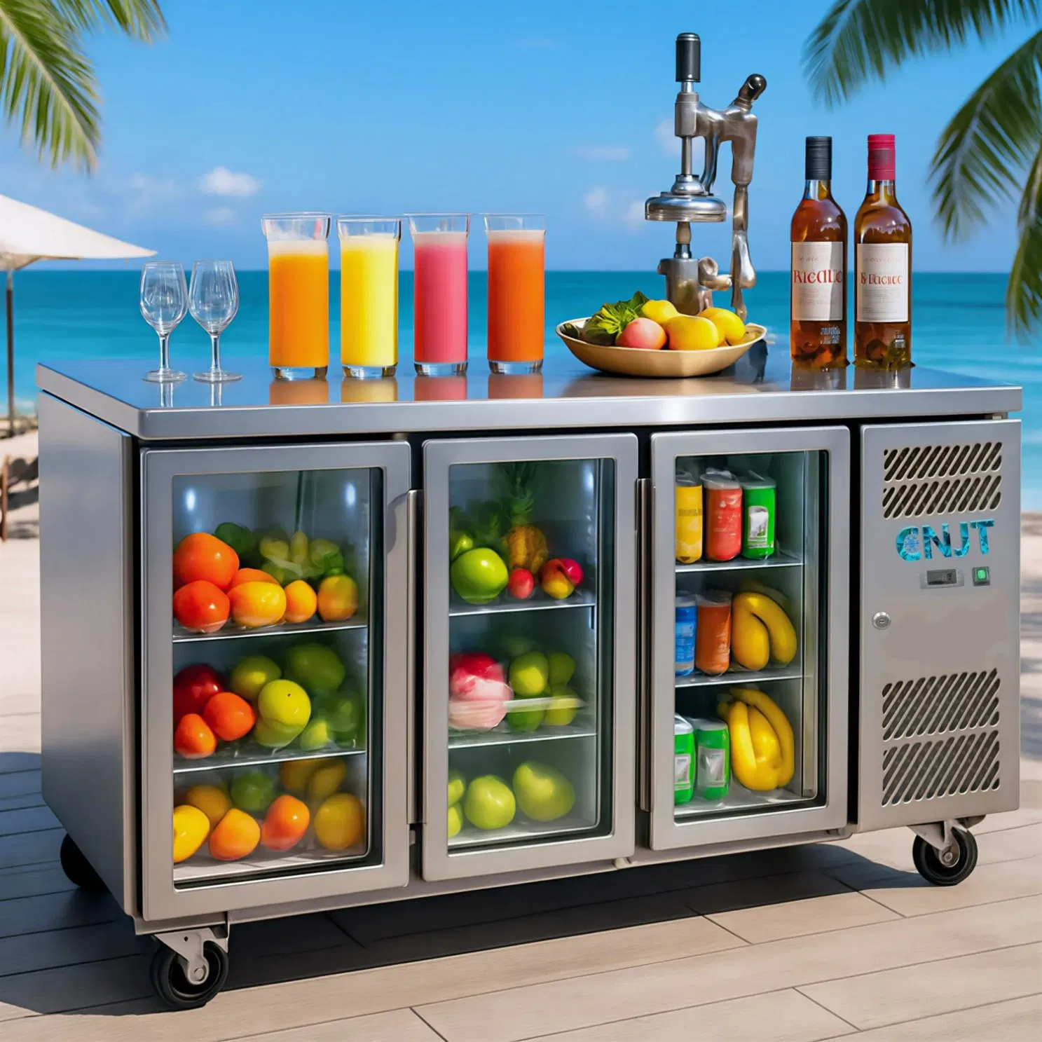 Commercial Snack Glass Door Counter Refrigerator 2 Door 3 Door 4 Door Ventilated Cooling Stainless Steel Chill Counter