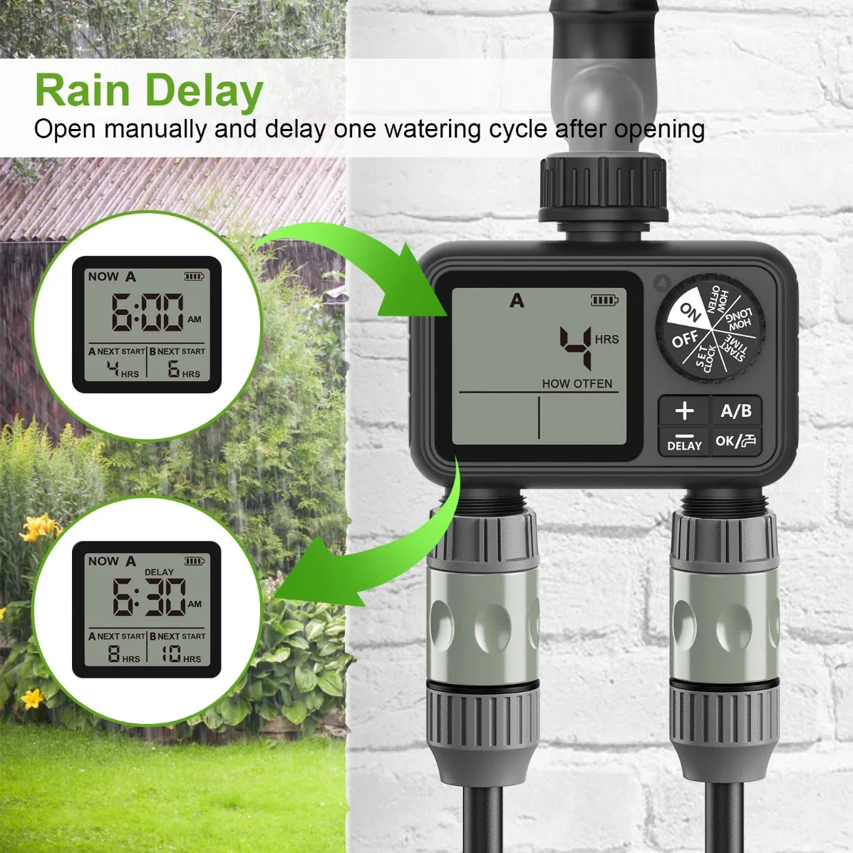 Automatic 2 Dial Irrigation Water Tap Timer Watering Controller System Hct-M06
