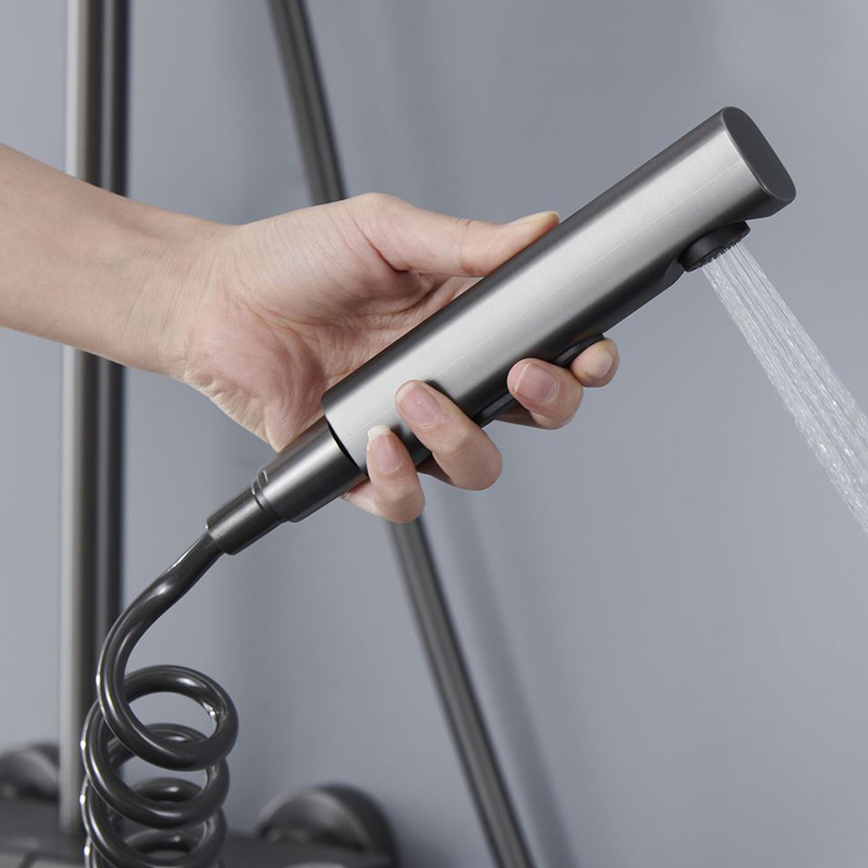 Gun Grey Shower Set with Piano Button Bathroom Shower