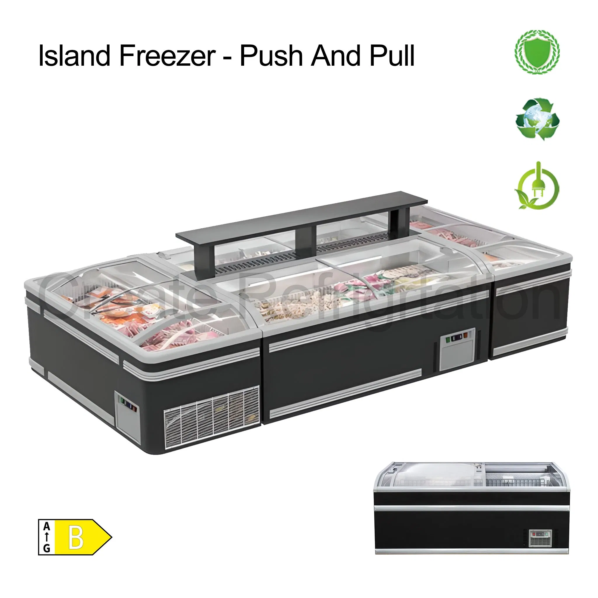 Commercial Refrigerator Top Sliding Open Auto Defrost Fridge Chest Island Deep Freezer