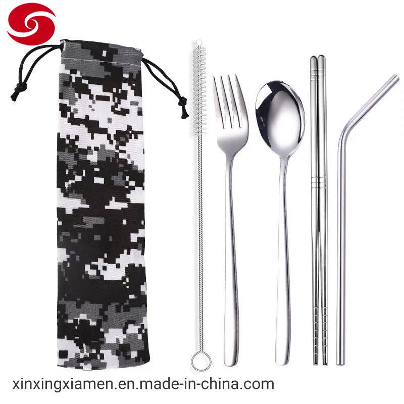 Customized Silver Stainless Steel Cutlery Set Smooth Portable