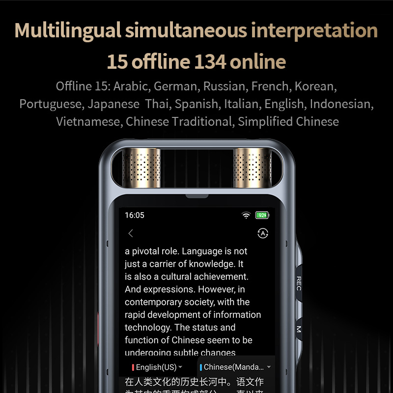 Портативный диктофон M5 с переводчиком, 5.0" сенсорный экран