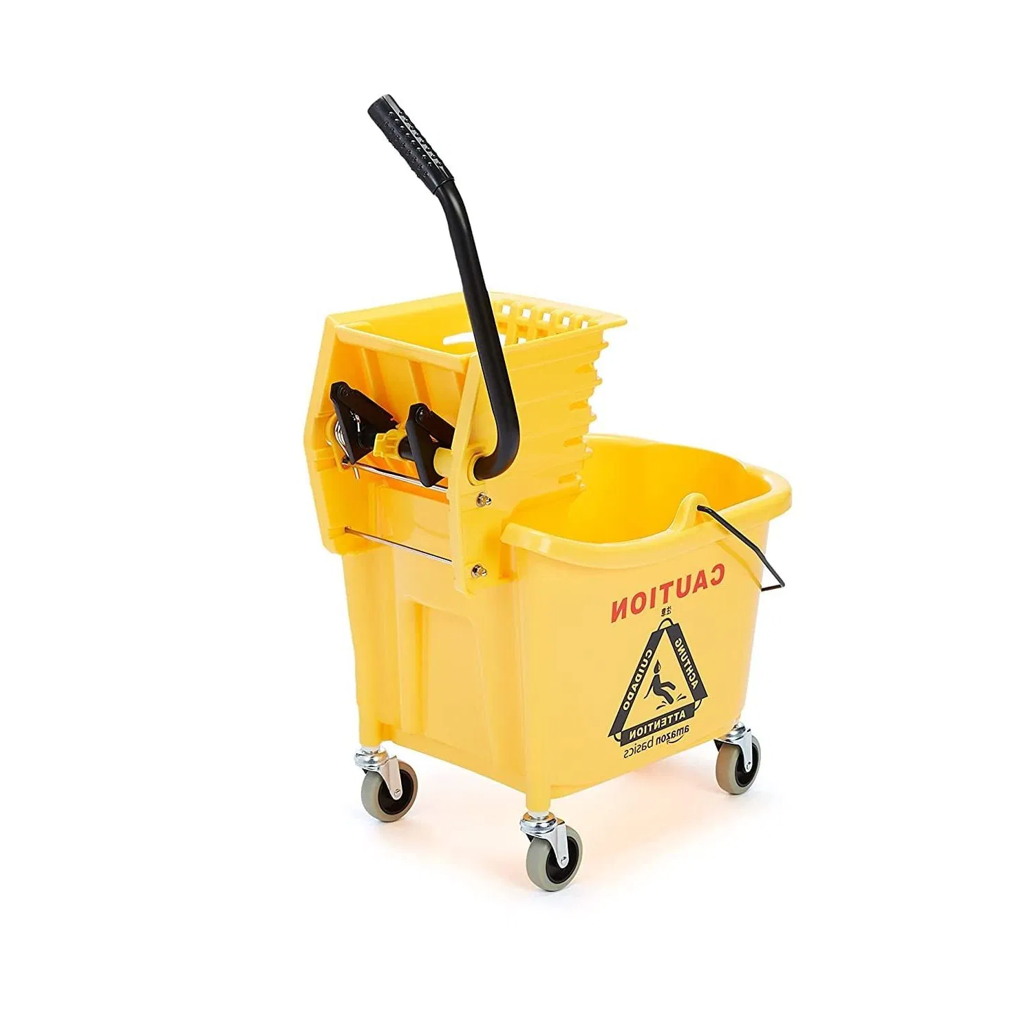 Factory Wholesale Yellow Plastic Combination Multi-Function Wheeled Commercial Mop Bucket