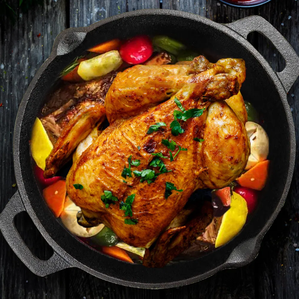 Чугунная форма для запекания курицы с антипригарным покрытием