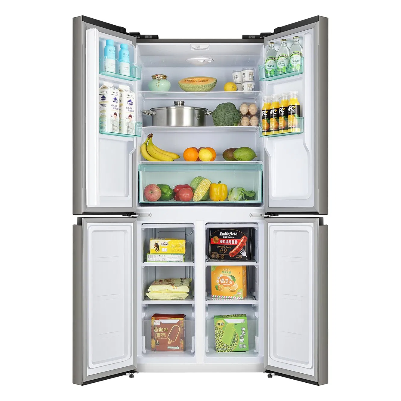China Best Four Door Electric Cold Drink 340L Big Capacity Refrigerators