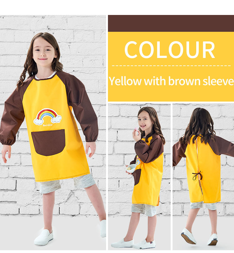 2024 Children Waterproof Art Smock Kids Painting Aprons Long Sleeve Smock