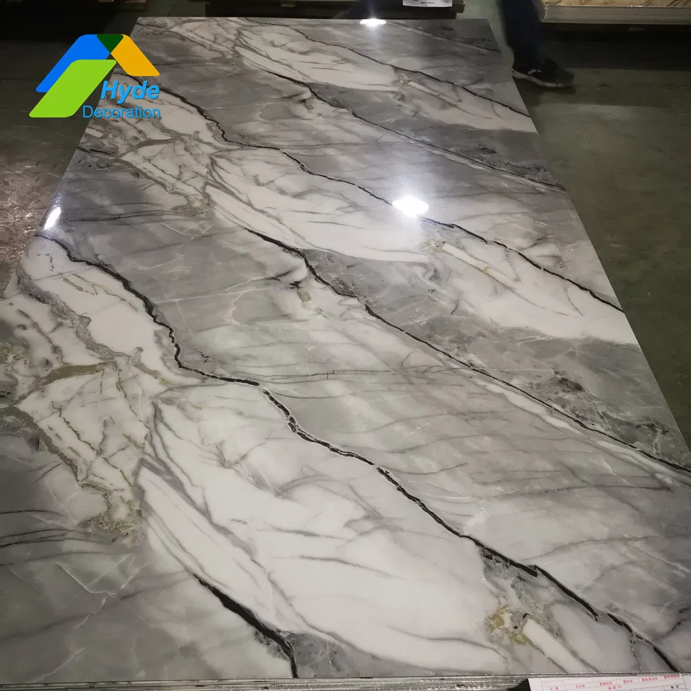 Anti Scratch High Glossy UV Board Marble 3D Design Plastic Sheet PVC Wall Panel Seamless Wall Panel for Bathroom Kitchen Decoration
