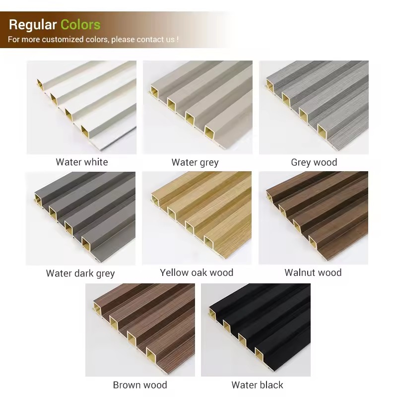 WPC Fluted Wall Panel Indoor Interior Wall Cladding Composite Wooden Grain PVC WPC Wall Decor Panel