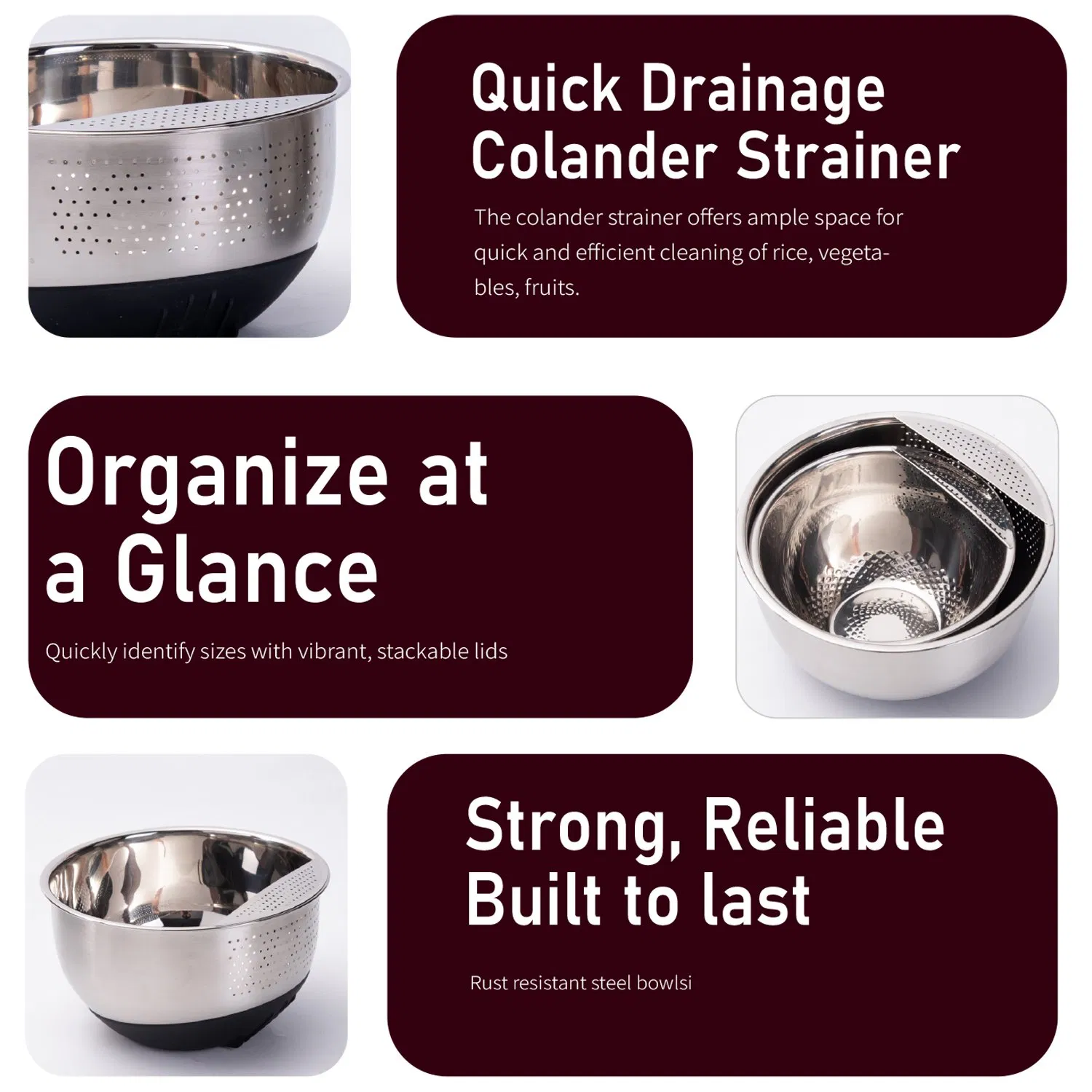 Stainless Steel Draining Bowl - Multi-Purpose Colander & Washing Bowl for Kitchen & Restaurant