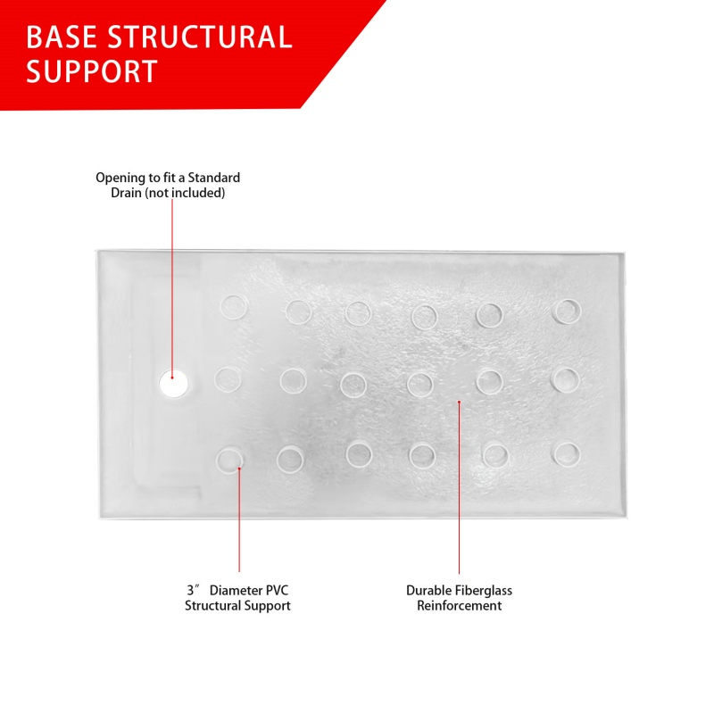 Stainless Steel Drain Cover White Rectangle Bathroom Acrylic Shower Tray with Drain