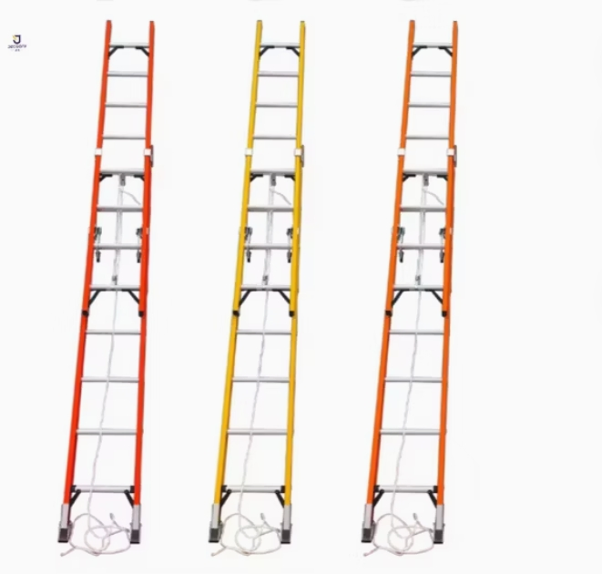 Aerial Work Ready Fully - Insulated 8- Section Fiberglass Insulating Telescoping Ladder
