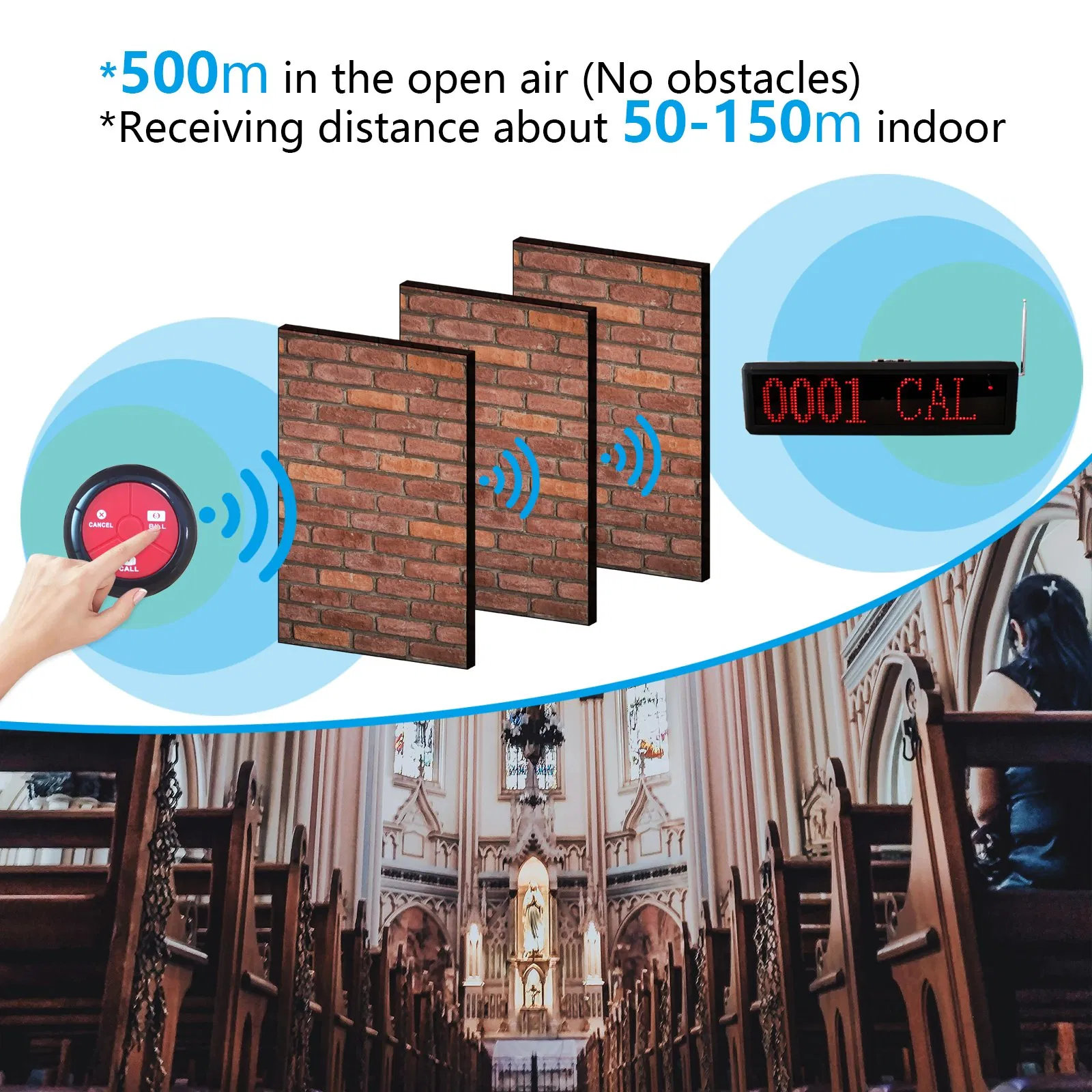 Portable Paging System Restaurant Wireless Service Call System