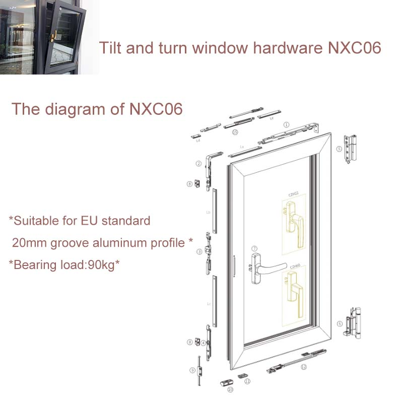 Sample Customization One Stop Purchasing Tilt-Turn Window System Aluminum Window Accessories