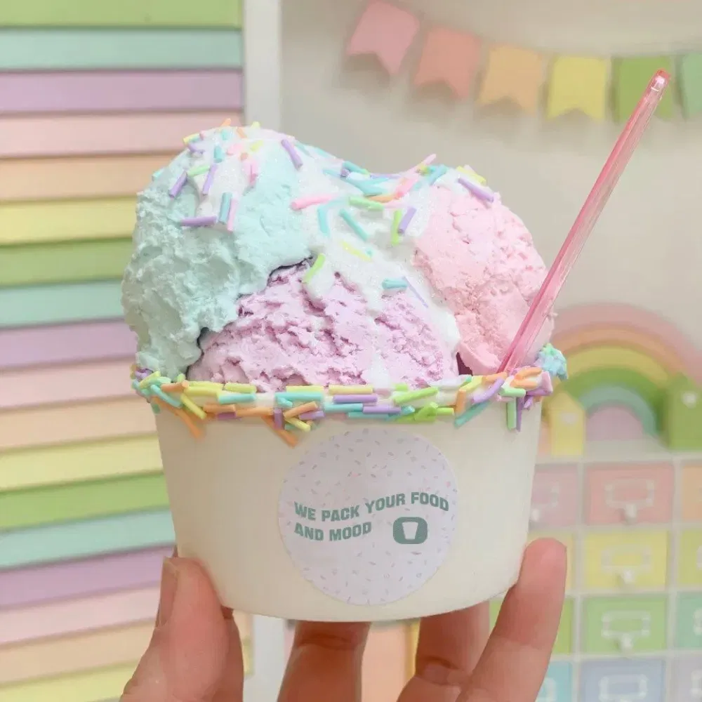 Disposable Ice Cream Paper Bowl Custom Dessert Yogurt Ice Cream Cups
