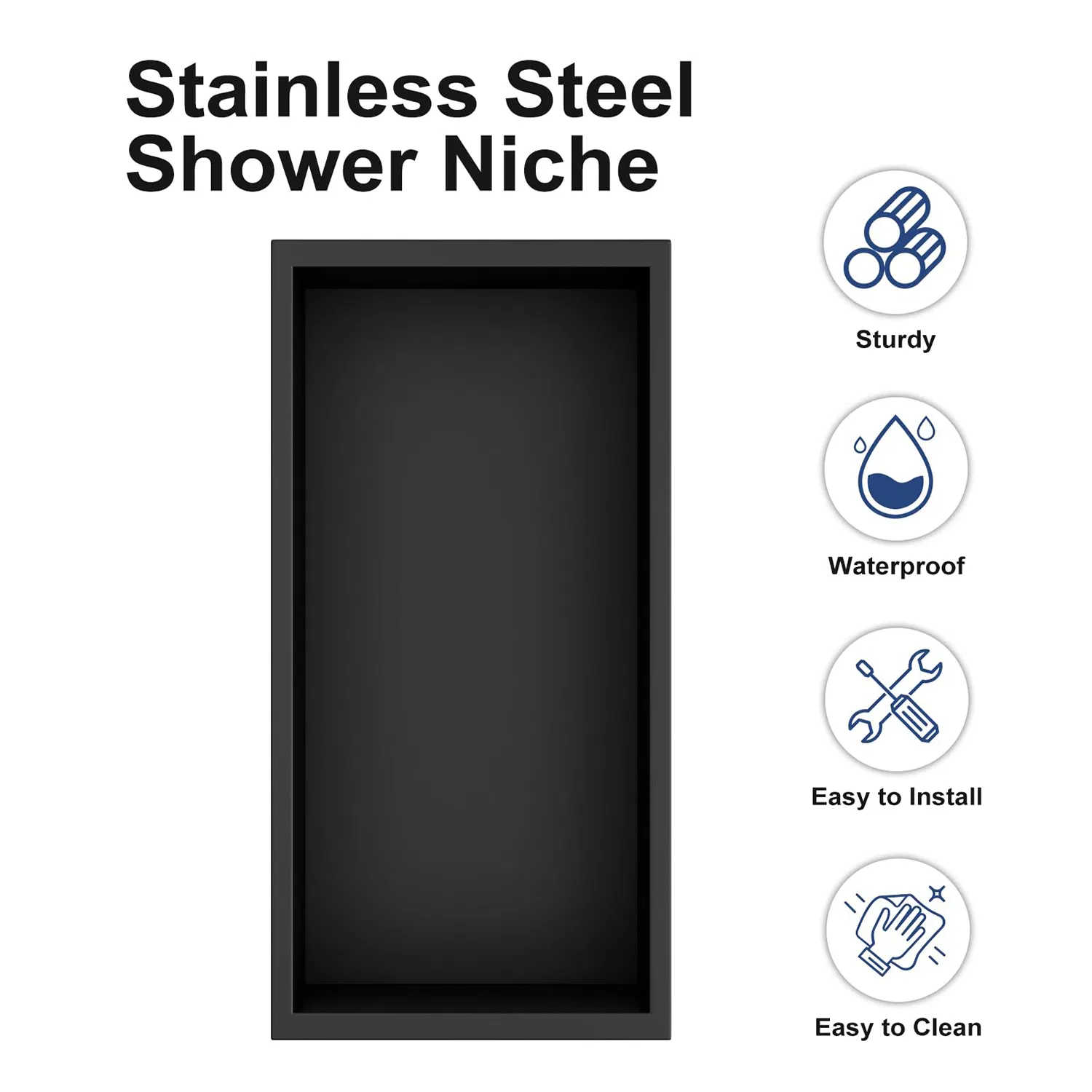 Ниша для ванной из нержавеющей стали 304, черная