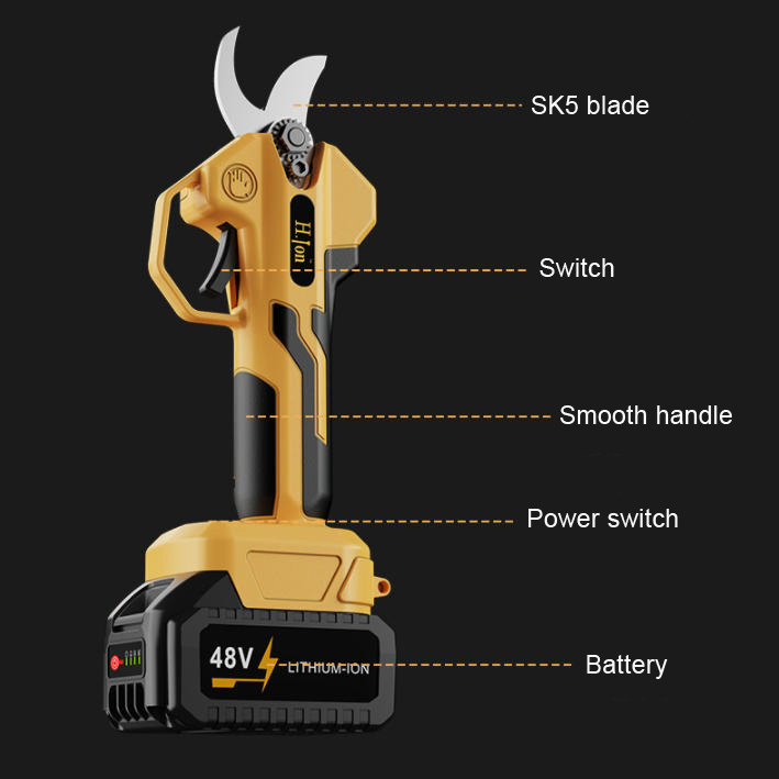 Brushless Electric Pruner with 21V Rechargeable Batteries for Garden Tree Pruner Branch