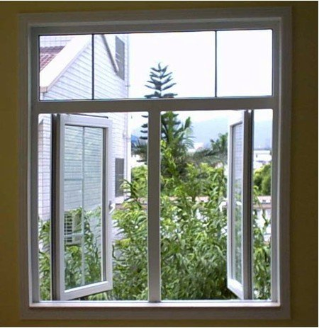 PVC Double Glazed Casement Window with Grill Design