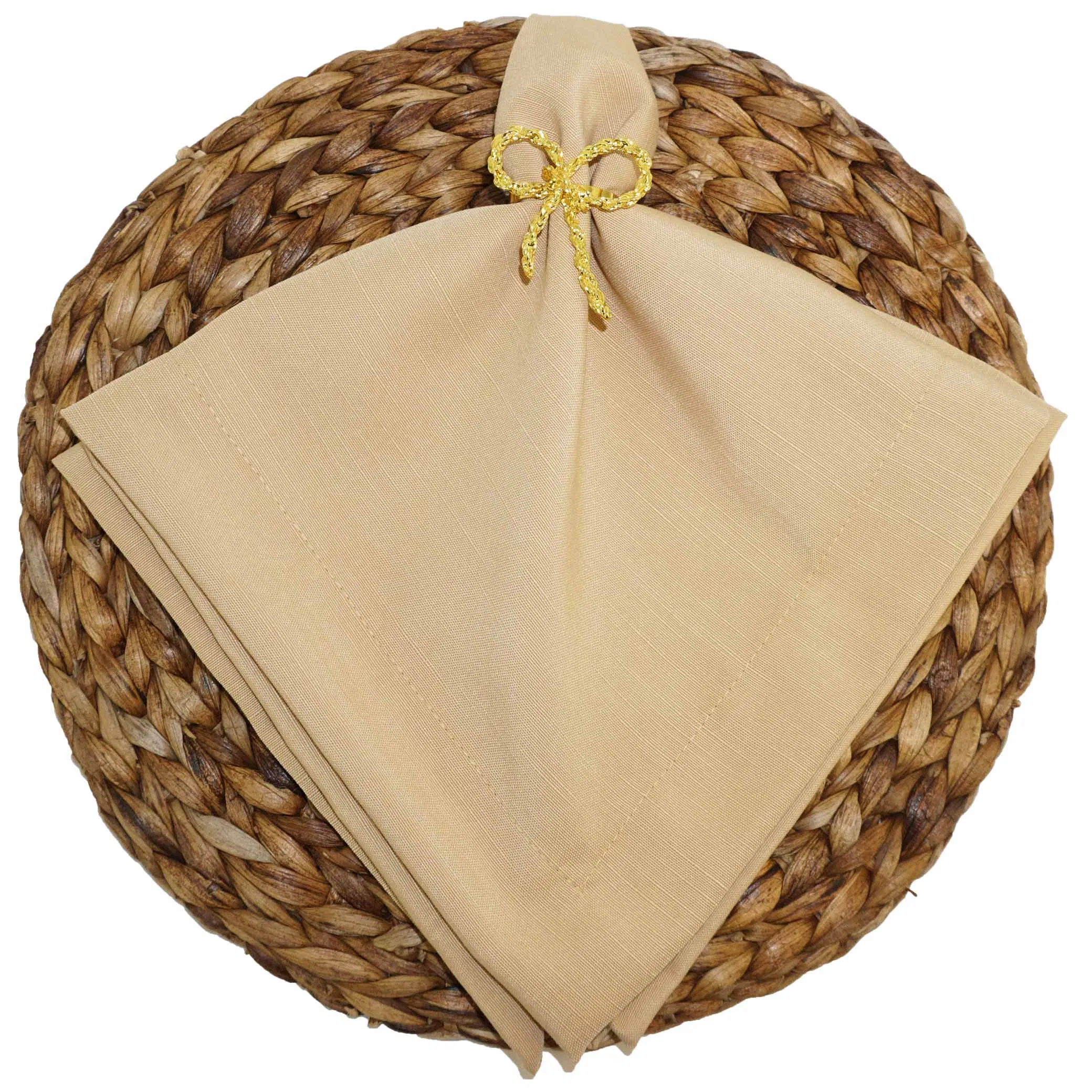Gold Elegant Solid-Color Napkins – Prewashed & Ideal for Hotels Beige Table Napkin