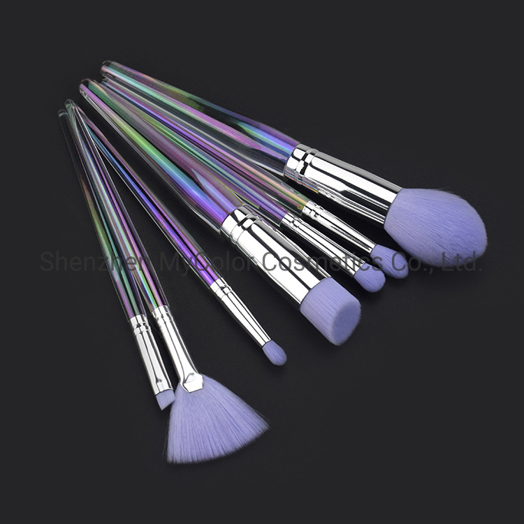 New Gradient Makeup Brushes Set 7PCS Powder Fan Eye Cosmetic Make up Brush with Bag