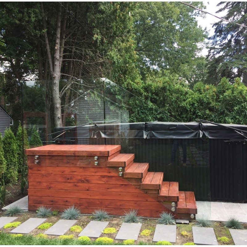 Stainless Steel Spigot 12mm Tempered Glass Railings for Staircase