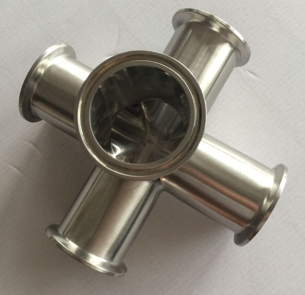 Different Diameter Food Grade Stainless Steel Pipe Clamp Fitting Five Cross
