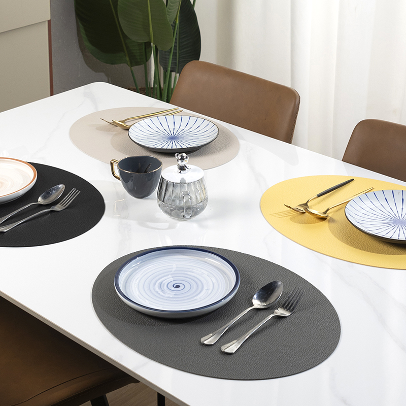 Decorative Faux Leather Placemats Set Dining Table Mat Stock PVC Home Use Restaurants