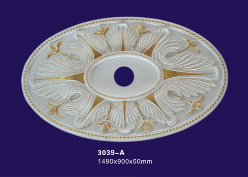 Gold Drawing Artistic Polyurethane Ceiling Medallion / Lamp Panel for Ceiling Decoration