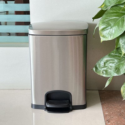 Мусорное ведро с педалью 12л, нержавеющая сталь