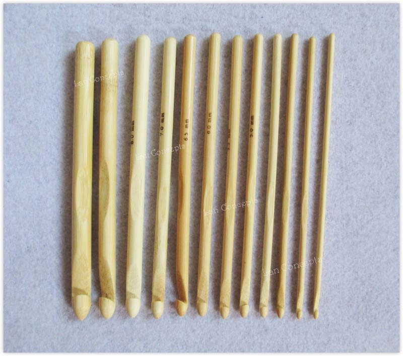 12 Sizes Afghan Bamboo Knitting Needle Crochet Hook Carpet Hooks DIY Craft Yarn Tool