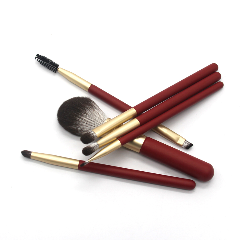 Red Makeup Brush Set 6piece Eye Shadow Foundation Powder Beauty Tools
