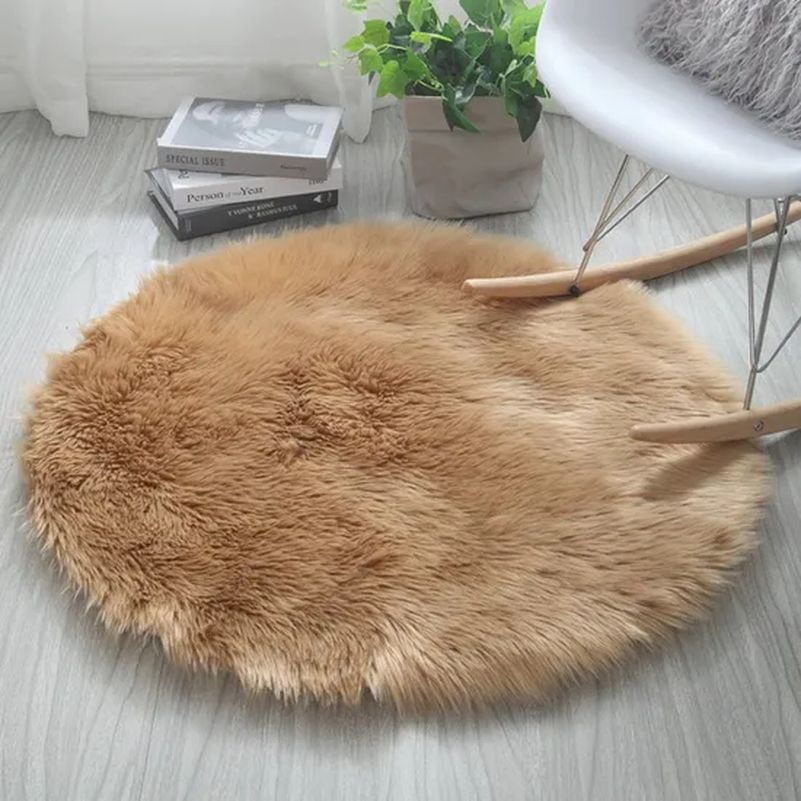 Fluffy Floor Carpet Circle Round Shaggy Rug Living Room Bedroom Carpet Floor Fluffy Mat Anti-Skid Faux Fur Round Rug Faux Sheepskin Rugs Hh009_22