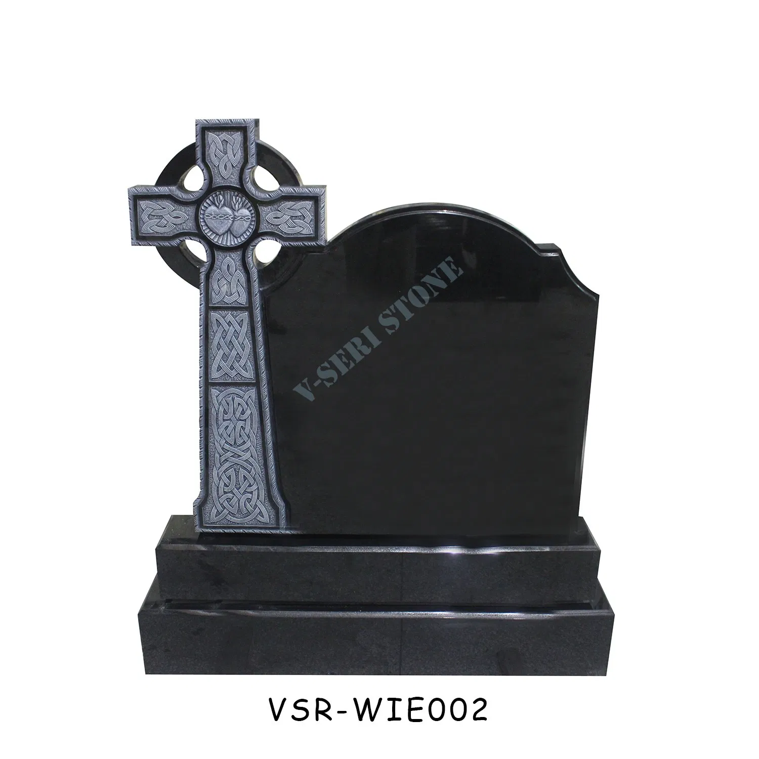 Hot Selling Black Granite Headstone Cemetery Wholesale Angel Heart Tombstone