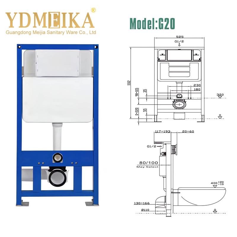 Sanitary Ware in Wall Hidden Toilet Water Tank Wall Hung Mounted Toilets HDPE Concealed Dual Flush Cistern