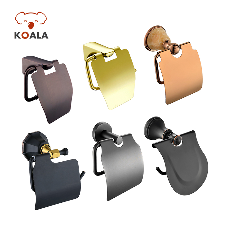 Стильный держатель для туалетной бумаги черный с золотом