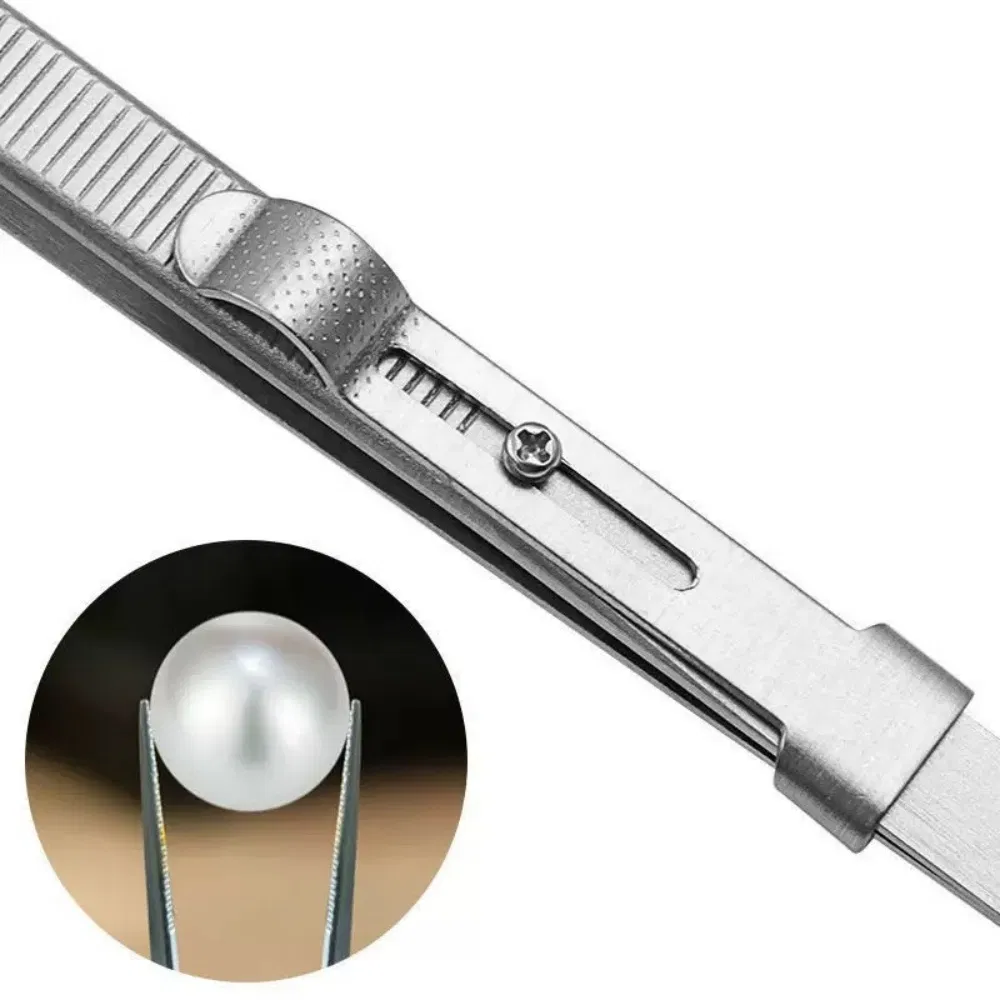 Professional Adjustable Anti-Slip Stainless Steel Diamond Gem Gemstone Jewelry Making Beading Tweezers